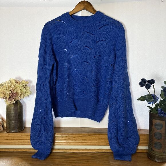 Rolla's Womens L Blue Laura Alpaca Blend Sweater Soft Knit Pullover - Picture 1 of 4